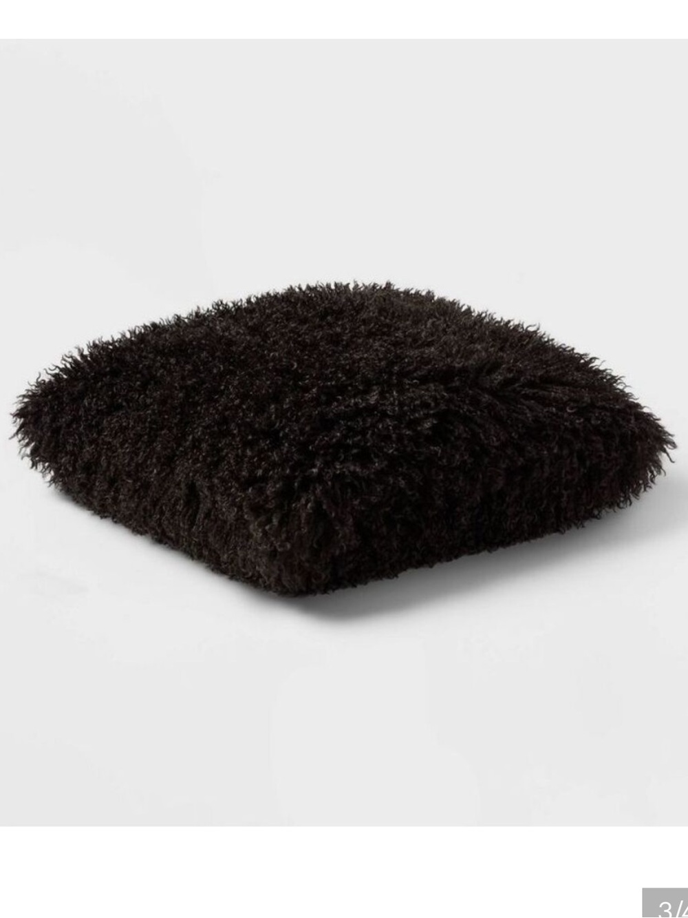 Threshold Black Faux Mongolian Fur Decorative Accent Pillow